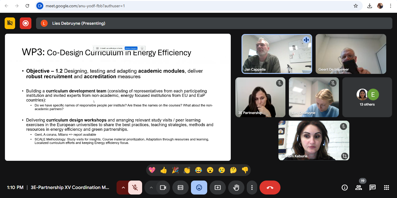 3E-Partnership Project: 15th Consortium - Status Meeting Update